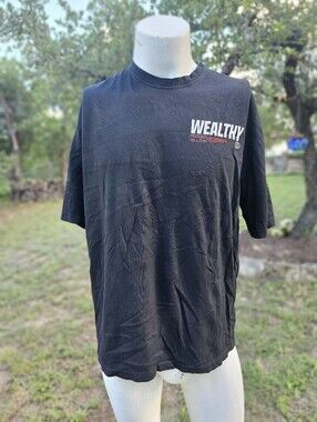 Wealthy Globe Tee (Black Shirt, Red/White) Size XL